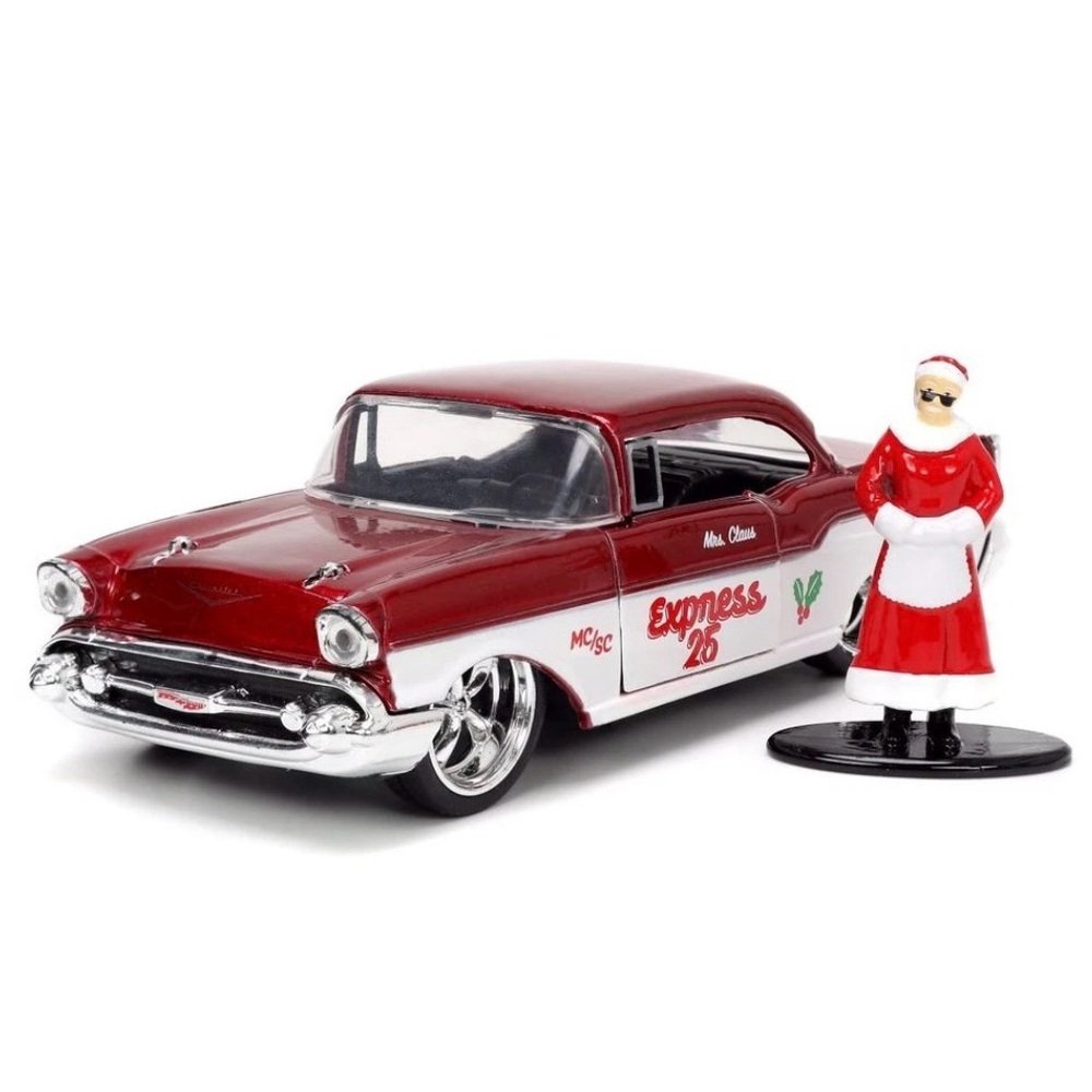 Jada 1:32 Holiday Rides 1957 Chevrolet Bel Air with Mrs. Claus